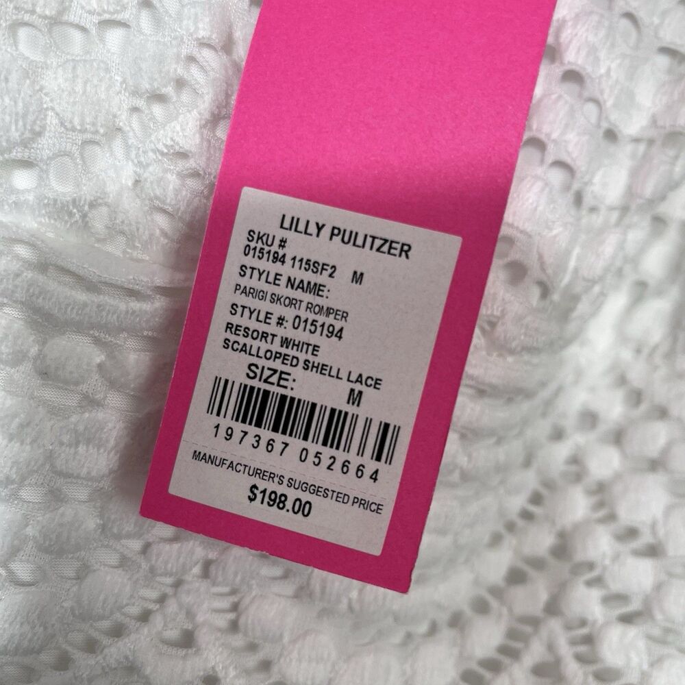 Lilly Pulitzer Parigi Skort Romper Size M Resort White Scalloped Lace Beach NWT - Picture 11 of 15